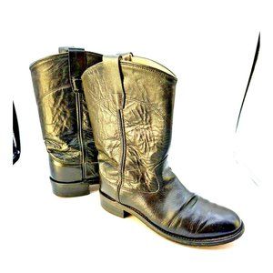 OLD WEST CRY BOOTS Women's 7 Big Kids 4.5 Leather Roper Western Riding Cowboy